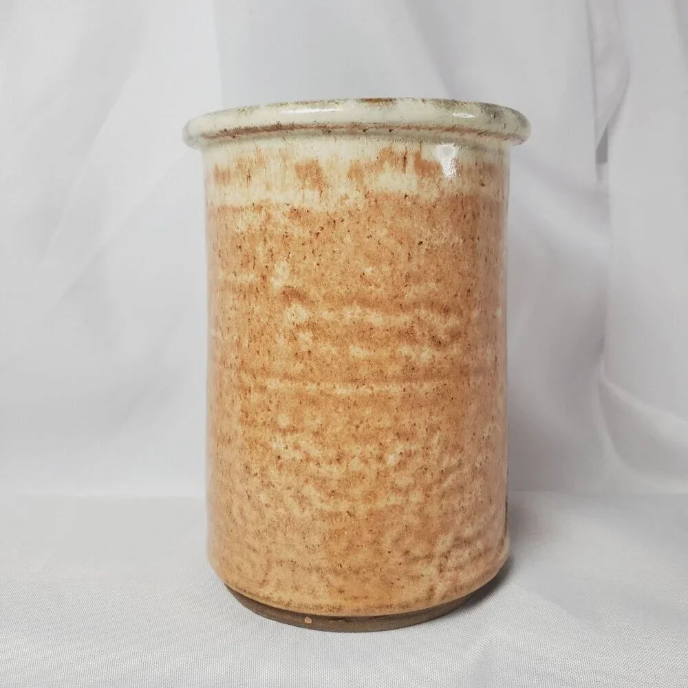 Stoneware Wheat Country Motif Vase/Beech Holder Artisan Studio Art 5.5